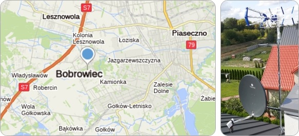 Mapa Bobrowiec i okolice - usługi RTV-SAT, montaż, serwis i ustawianie anten tv