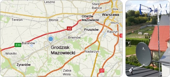 Mapa Gminy Grodzisk Mazowiecki - tu wykonujemy usługi instalacyjne RTV-SAT, montaż, serwis i ustawianie anten tv
