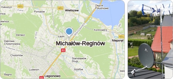 Mapa Michałowa-Reginowa i regionu - usługi RTV-SAT, montaż, serwis i regulacja anten tv