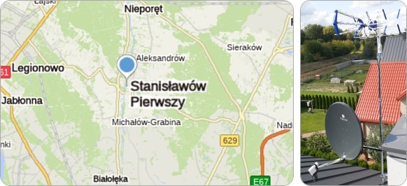 Mapa Stanisławowa Pierwszego i regionu - usługi RTV-SAT, montaż, serwis i regulacja anten tv