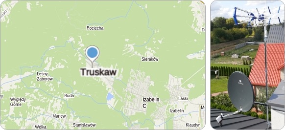 Mapa Truskawia i regionu - usługi RTV-SAT, montaż, serwis i regulacja anten tv