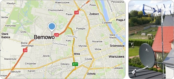 Bemowo w Warszawie - tu wykonujemuy usługi instalacyjne RTV-SAT, montaż, serwis i ustawianie anten tv