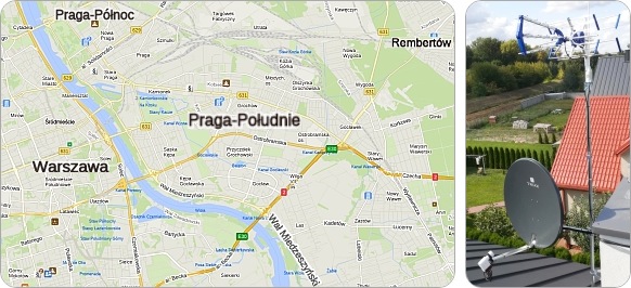 Mapa Warszawskiej dzielnicy Praga-Południe - tu wykonujemy usługi instalacyjne RTV-SAT, montaż, serwis i ustawianie anten tv
