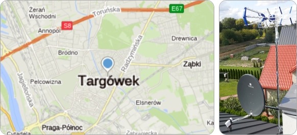 Mapa Warszawskiej dzielnicy Targówek - tu wykonujemuy usługi instalacyjne RTV-SAT, montaż, serwis i ustawianie anten tv